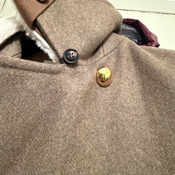 Todd Snyder Olive Military Coat with Gold Buttons & shearling Collar - Picture 14 of 16